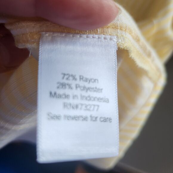 LC Lauren Conrad S yellow stripped cottagecore flutter sleeves blouse - Picture 8 of 10